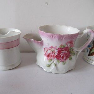 Antique Shaving Scuttle Floral Roses shaving Mug Pink Roses Floral Shaving Mugs